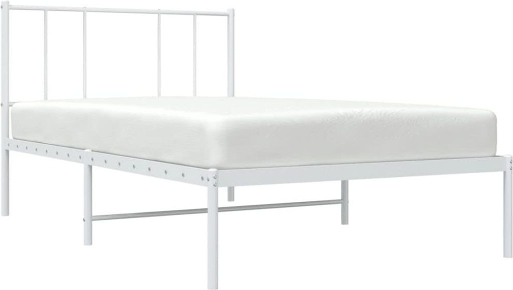 vidaXL Postel s čelem kovová bílá 90x200 cm Obrázek produktu 