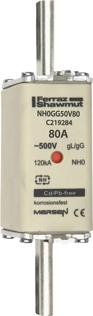 Fusible de protection 80A pour armoire industrielle NH-ZERO Taille 0