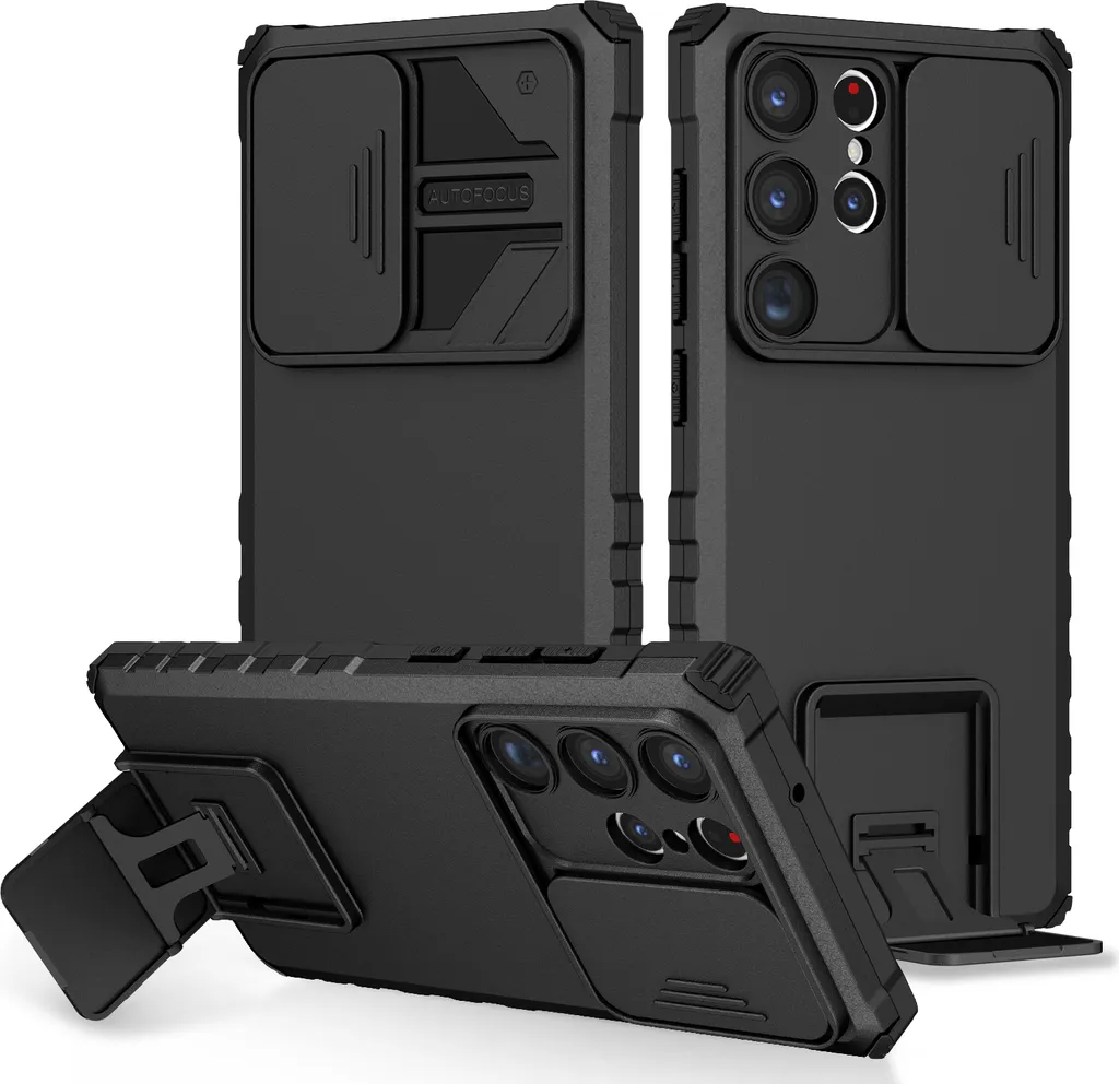 Cover S23 Ultra Protezione Militare con Supporto e Copri Fotocamera