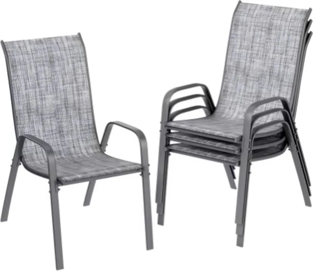 Set 4 chaises de repas extérieur gris pour jardin et balcon moderne