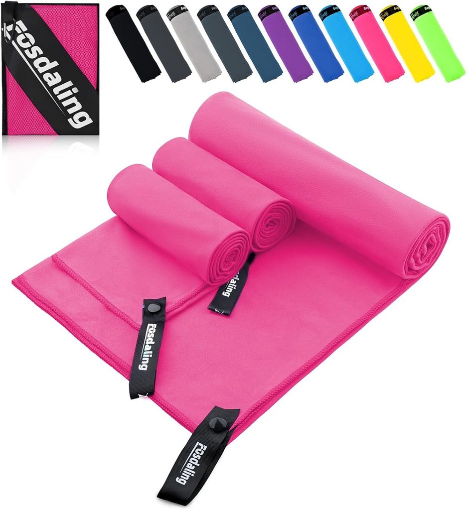 Mikrofaser Handtuch 3er Set, Schnelltrocknend Microfaser Fitness & Sport Handtücher, für Strandtuch, Badetuch, Sporthandtuch und Reisehandtuch