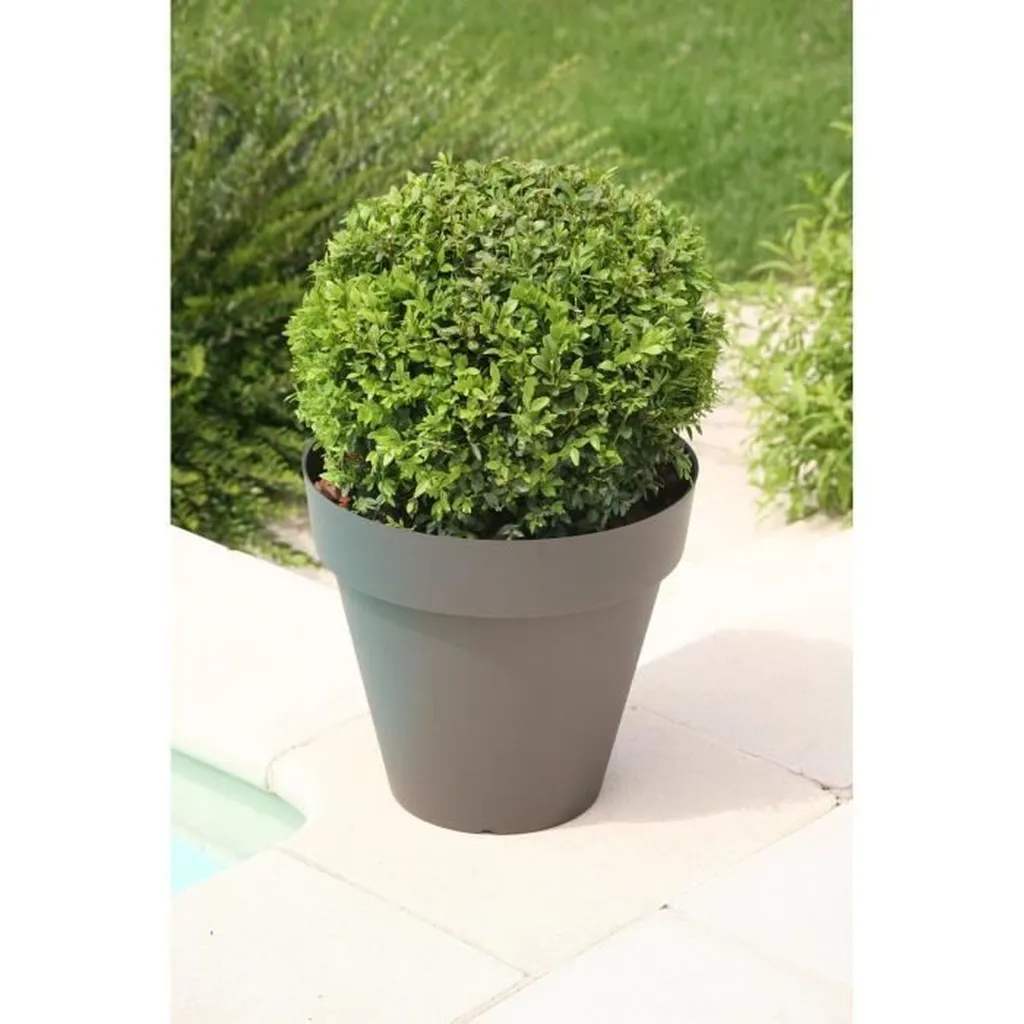 Pot Riviera Soleilla Gris en résine robuste 60cm de diamètre extérieur