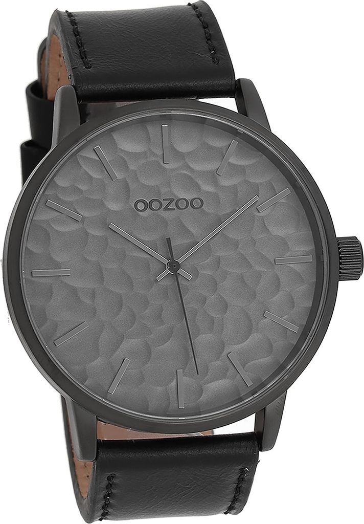 Oozoo Leder Herren Uhr matt struktur Analog Armband schwarz Timepieces D2UOC9444A