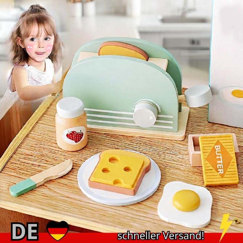 Hölzernes Toaster-Spielzeug für Kinder Brotmaschinen-Set Rollenspiel