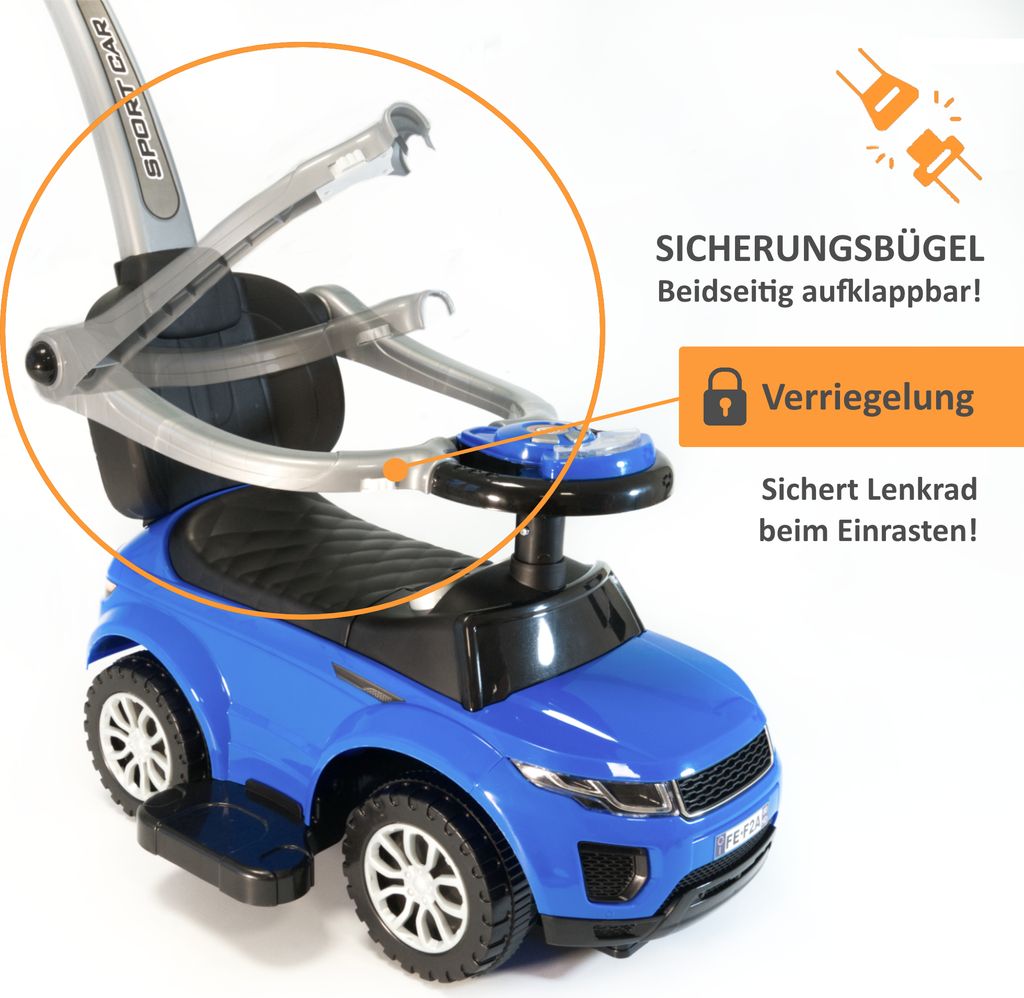 SOARS 3in1 Rutschauto Für Kinder - Mit Musik & Schiebestange Ab 1 Jahr