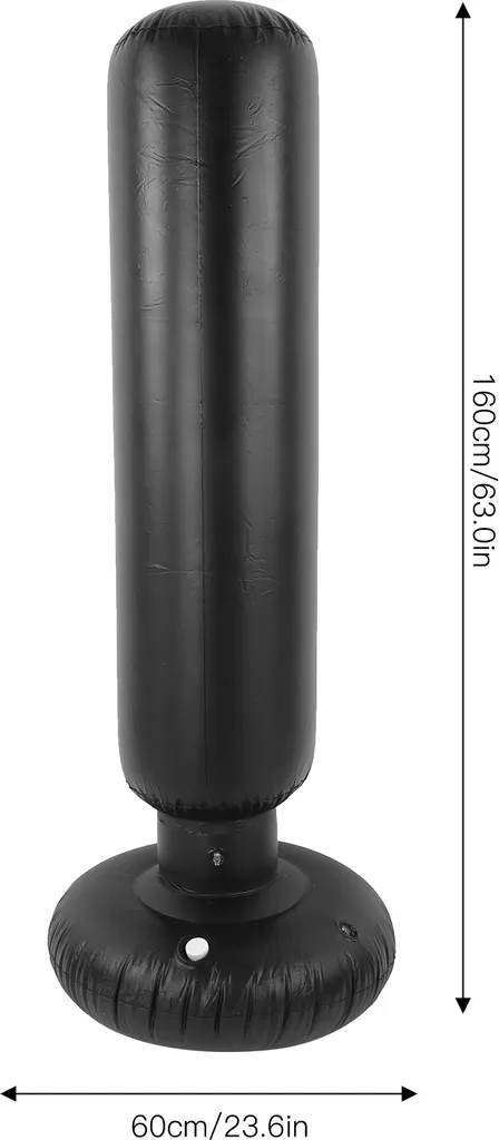 Sac de boxe gonflable robuste de 1,6 m avec socle lestable noir - 4