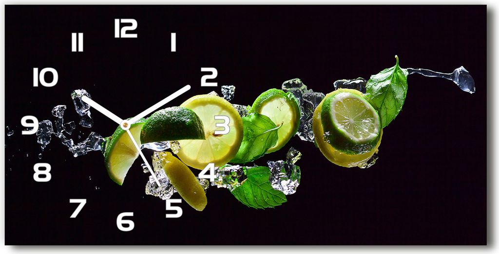 Wanduhr aus Glas – 60x30 cm - Glasbild - Glasuhr - Gehärtetes Glas - weisse-zeiger - Mojito