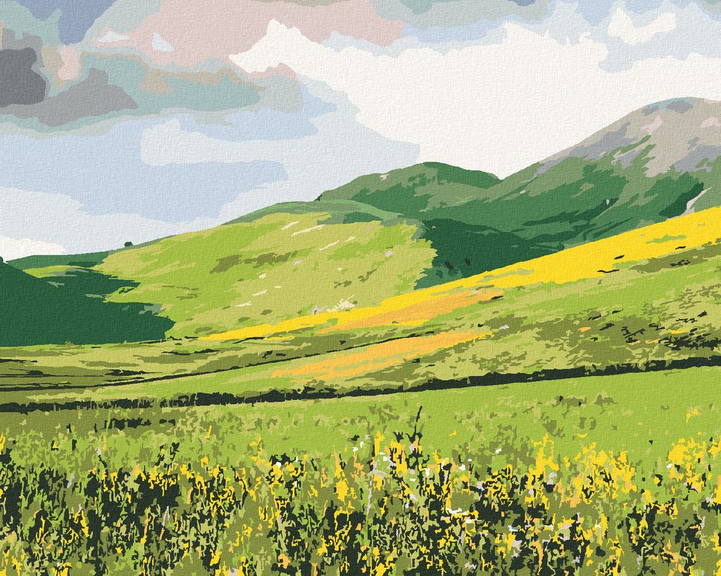 Zuty - Malen nach Zahlen - WIESE UND BERGE (TED DAVIS), 40x50 cm, ohne Keilrahmen