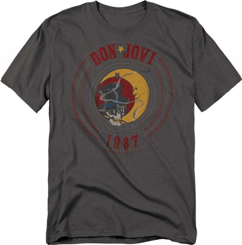 Bon Jovi - "1987" T-Shirt für Herren/Damen Uni TV30094 (3XL) (Holzkohle)