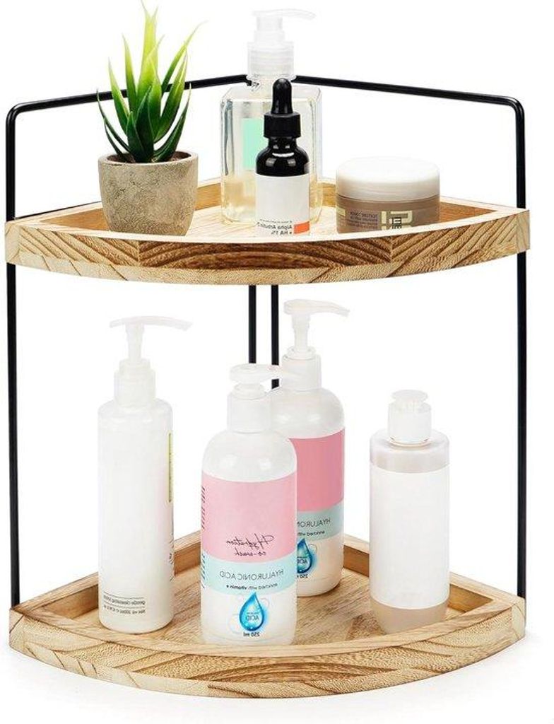 Badkamer Werkblad Organizer Plank mit 2 Schichten - Aufbewahrung für Make-up Tisch, Küche oder Badkammer - Kosmetik, Make-up, Gewürze & mehr