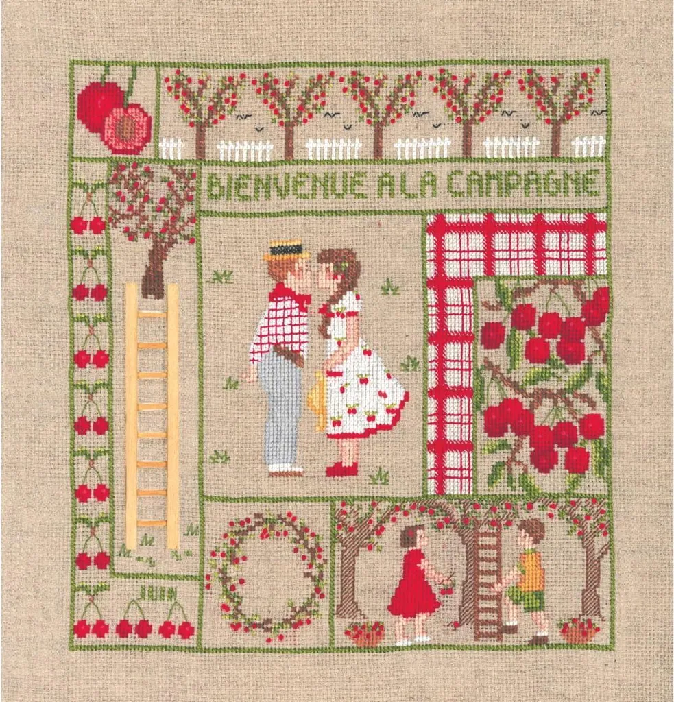 Kit broderie Bienvenue Juin Le Bonheur des Dames toile lin 12 fils