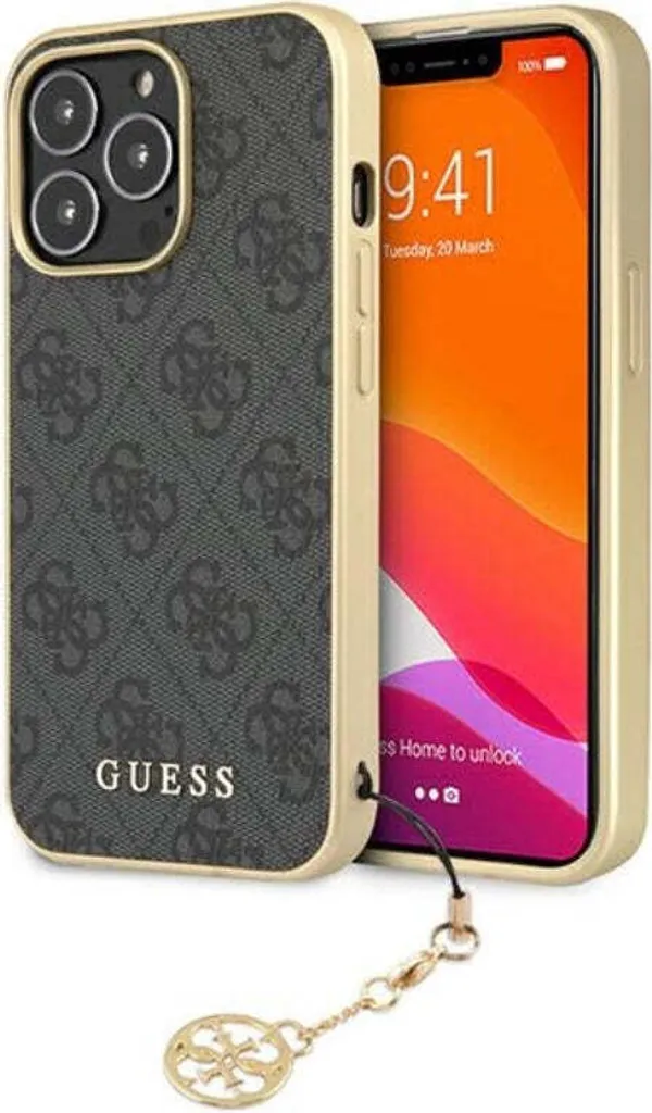 Guess 4G Charms Case iPhone 13 Pro Max - Custodia Lusso Grigia