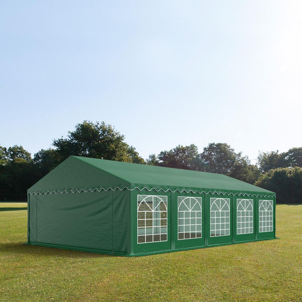TOOLPORT Partyzelt Festzelt 5x10 m Garten-Pavillon PVC Plane 700 N in dunkelgrün Wasserdicht