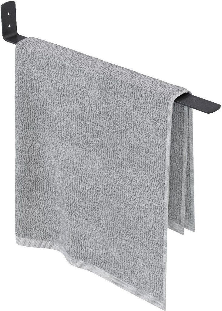 QLS Handtuchhalter 40 cm aus Stahl Handtuchstange Wandmontage Bad Schwarz 11116