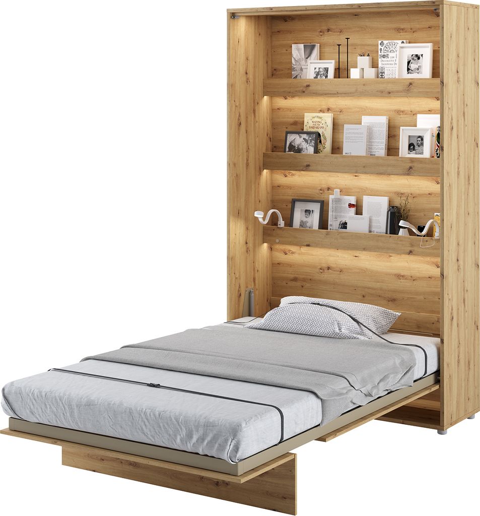 MEBLINI Schrankbett Bed Concept - Wandbett mit Lattenrost - Klappbett mit Schrank - Wandklappbett - Murphy Bed - Bettschrank - BC-02 - 120x200cm Ve...