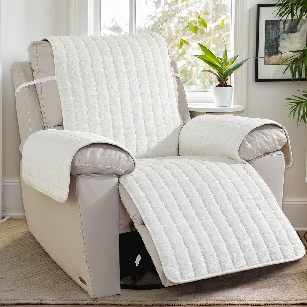 Sofa Armlehnenbezüge, Stretch Sesselschoner Ruhesessel Bezug, Relaxsessel Bezug Liegesessel Hussen Sesselüberzug für Kinder und Haustier,Beige