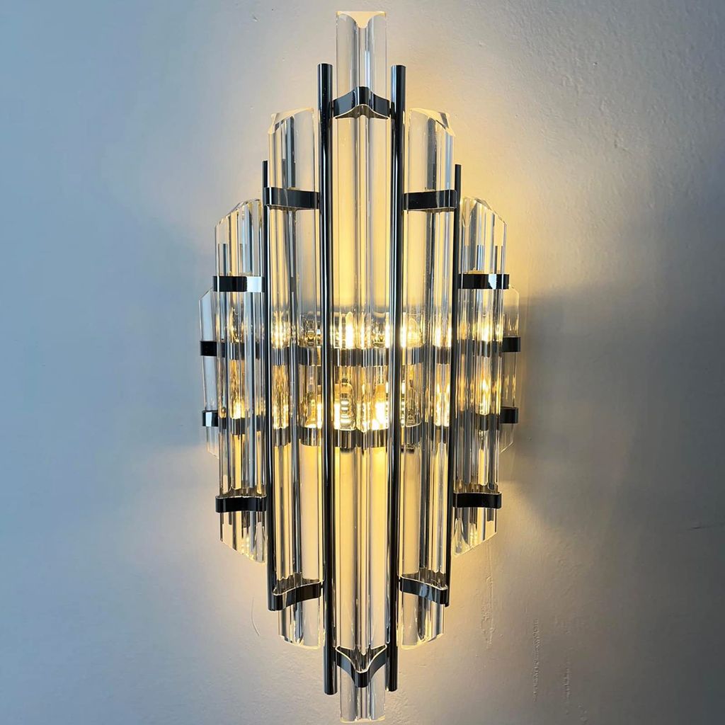 Wandleuchte Innen Aus Metall (Chrom Farbe) und Glas in Produktbild 