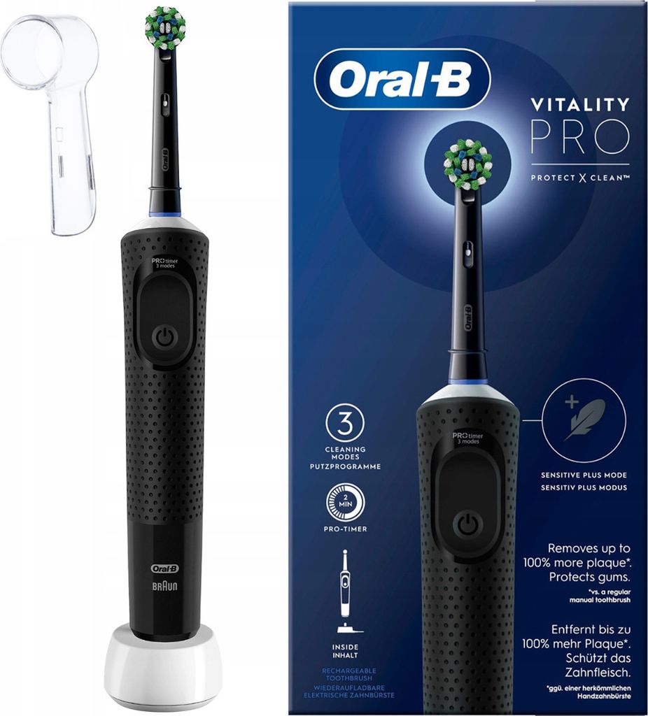 Oral-B Vitality Pro D103 Elektrische Zahnbürste Schwarz mit Hülle Timer