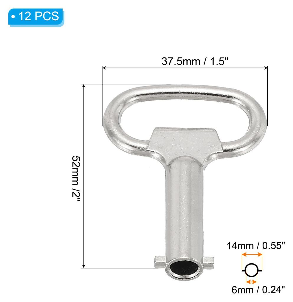 Steckschlš¹ssel-Schlš¹ssel mit 6 mm Loch, 12er-Pack, Zinklegierung, Sicherheitsschlš¹ssel fš¹r Schaltschrank-Gas-/Wasserz?hlerschalter fš...