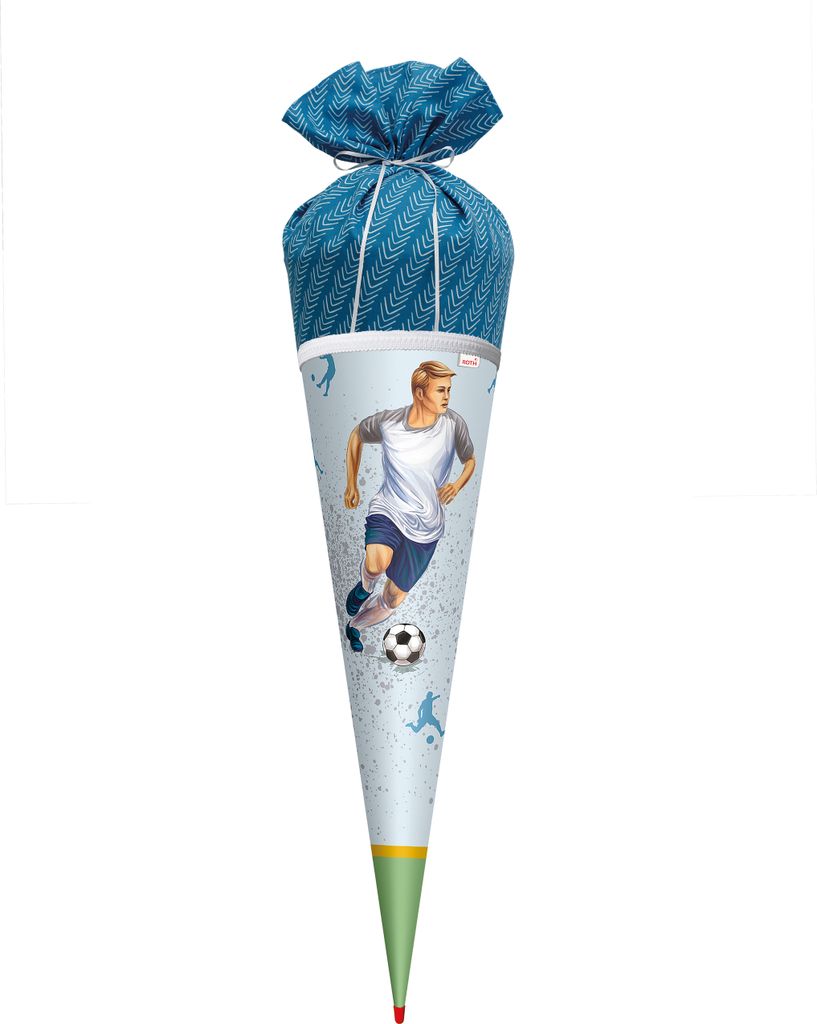ROTH Schultüte Lieblingsstück Traumtor 70 cm groß rund Stoffschultüte mit Rot(h)-Spitze Zuckertüte