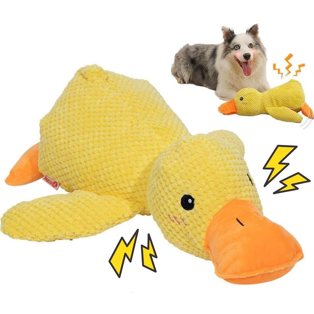 Hundespielzeug Plüsch mit Quietscher, robust und kauresistent, Welpenspielzeug, interaktiv, selbstunterhaltend, Zahnreinigung, waschbar, 32x28cm