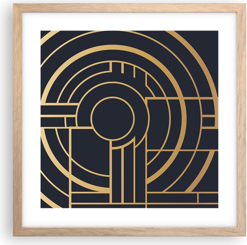 Gerahmtes Poster - Rahmen in heller Eiche - Abstraktion Stück Modern - 40x40 cm - Wand Bild - Wanddeko - Wandbilder - Kunstposter - Wandposter - B...