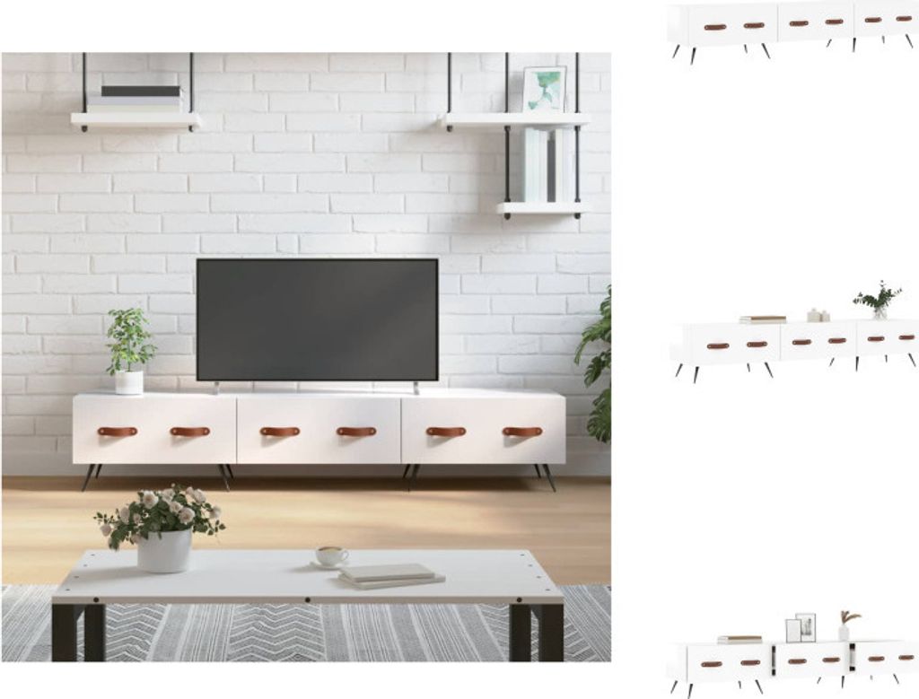 vidaXL TV-Schrank Hochglanz-Weiß 150x36x30 cm Holzwerkstoff - TV-Möbel