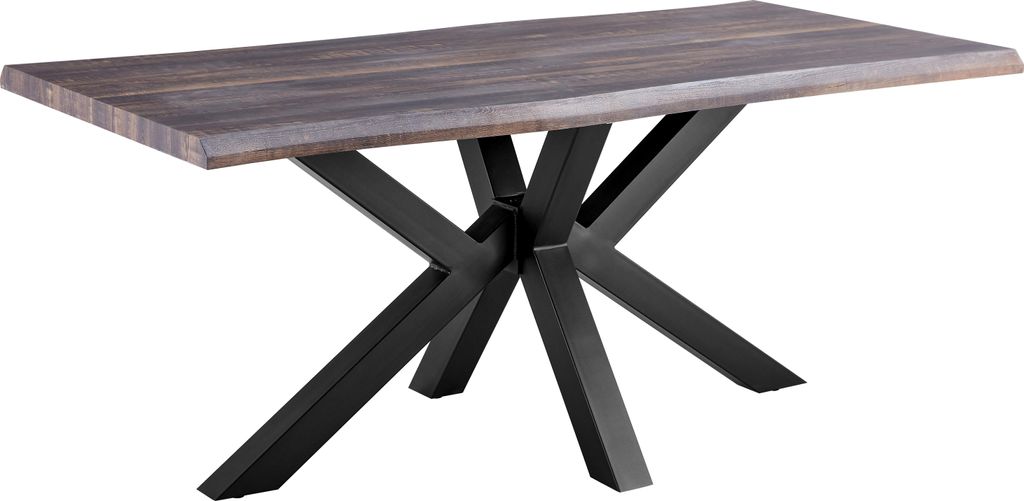 Esstisch TABEA aus MDF und Metall in Pinie dunkel und Schwarz, belastbar bis 75 kg