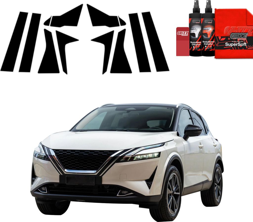 10in1 Schwarze Grizz Protector schutzfolie für A-B-C-Säule - Nissan Qashqai 3 (2021-2024)