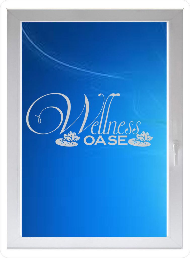 INDIGOS UG - Wellness OASE - Farbe: silberfein satiniert - 116x49 cm - Sichtschutzfolie - Fensterfolie - Glasdekorfolie - für die Küche, Wellness...