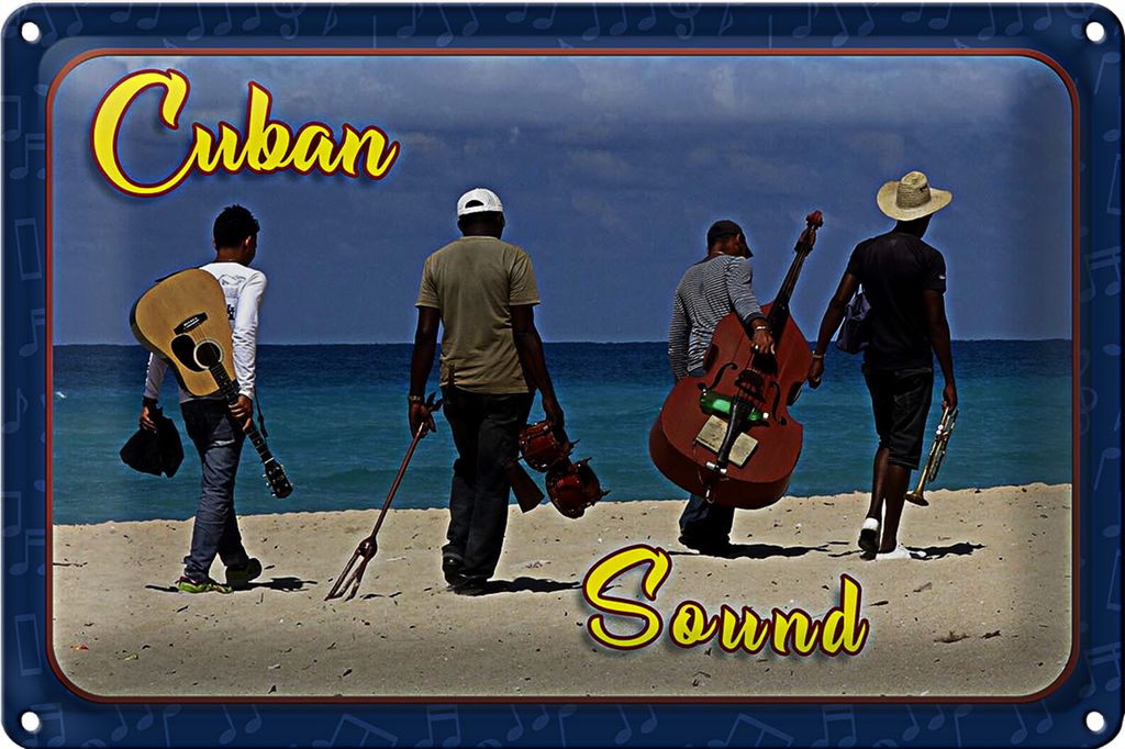 Blechschild Cuba 40x30cm Cuban Sound Band am Strand
