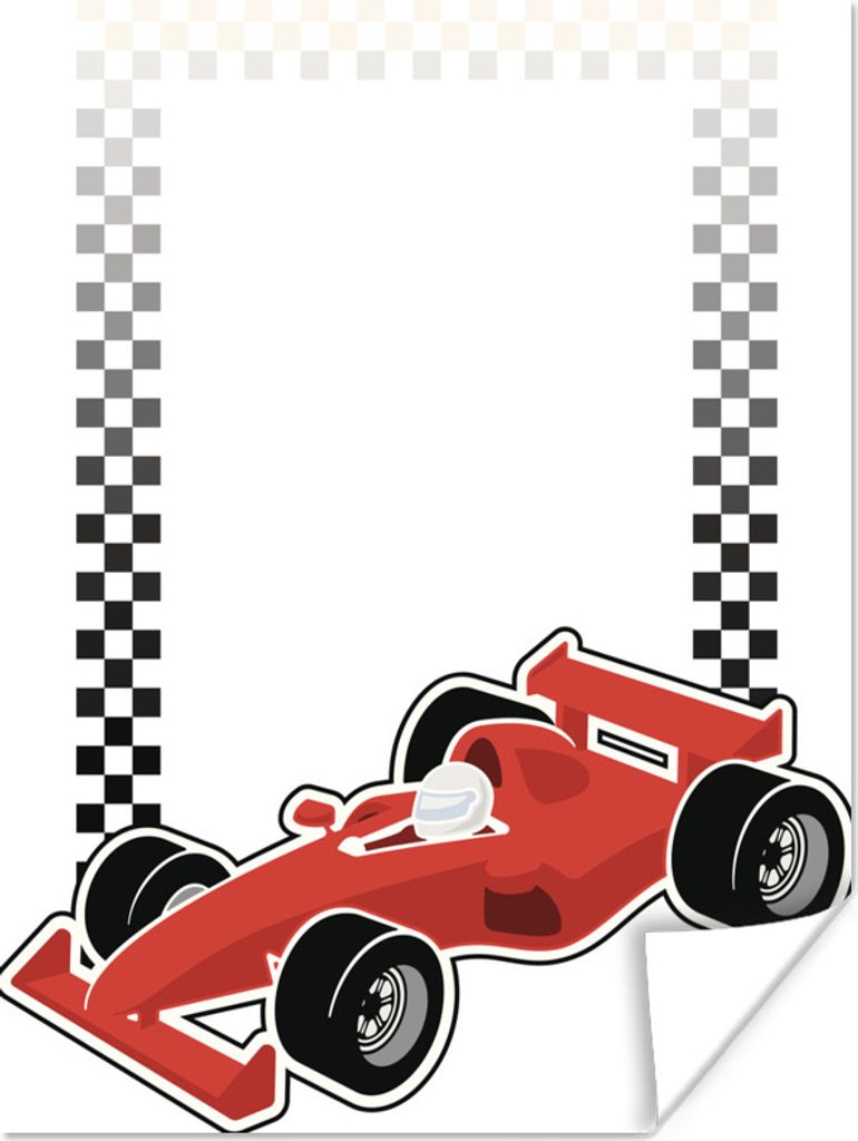 MuchoWow Poster Ein Formel-1-Rennwagen, abgebildet mit einer Ziellinie 60x80 cm - Schlafzimmer Dekoration
