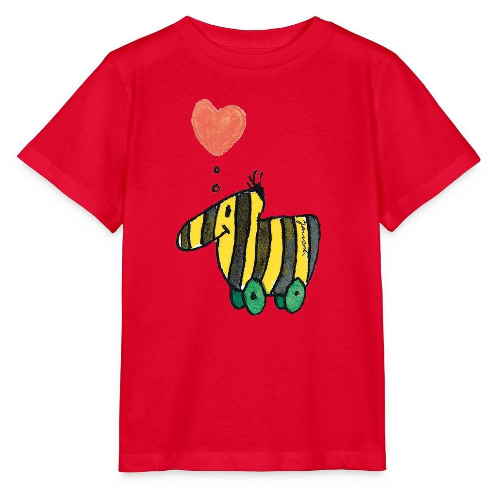 Spreadshirt Janosch Große Tigerente Mit Herz Liebe Kinder Basic T-Shirt, 122/128 (7-8 Jahre), Rot