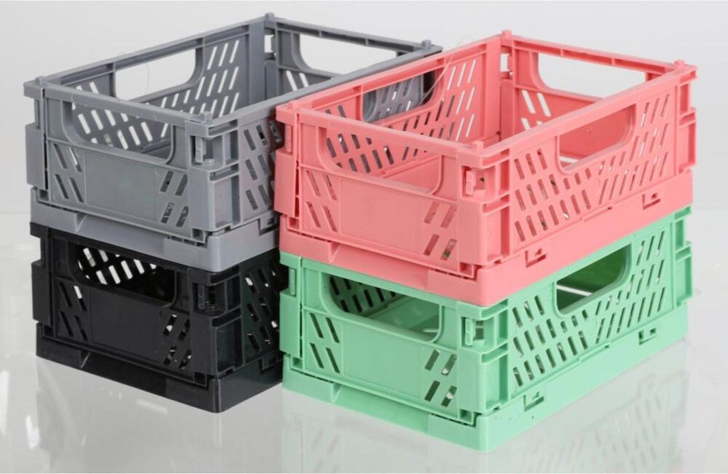Mini Deko Klappbox 15×10×5,7 cm 24er Set – faltbare Aufbewahrungsbox kleine Organizer Box stabile Kunststoff Klappkiste verschiedene Farben zuf...