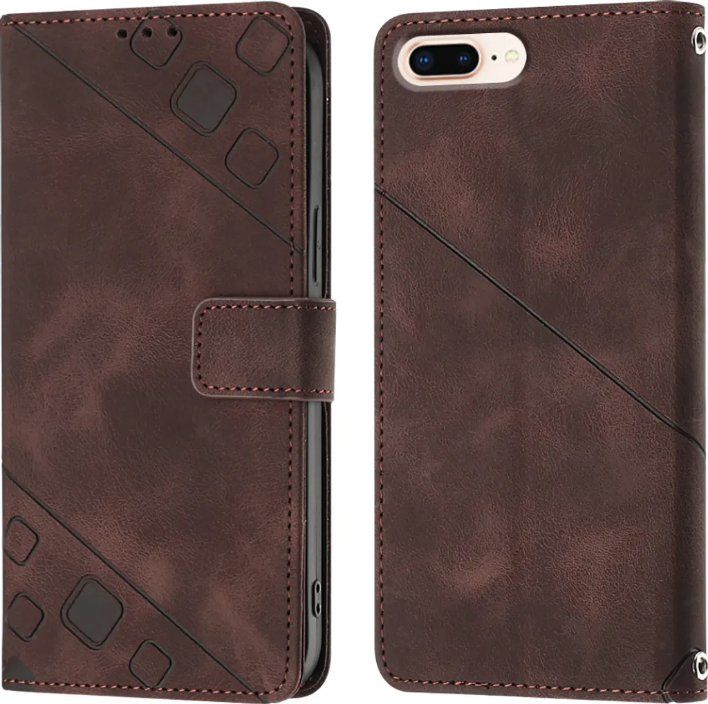 Custodia Business iPhone 8 Plus Pelle Marrone - Elegante Flip Case