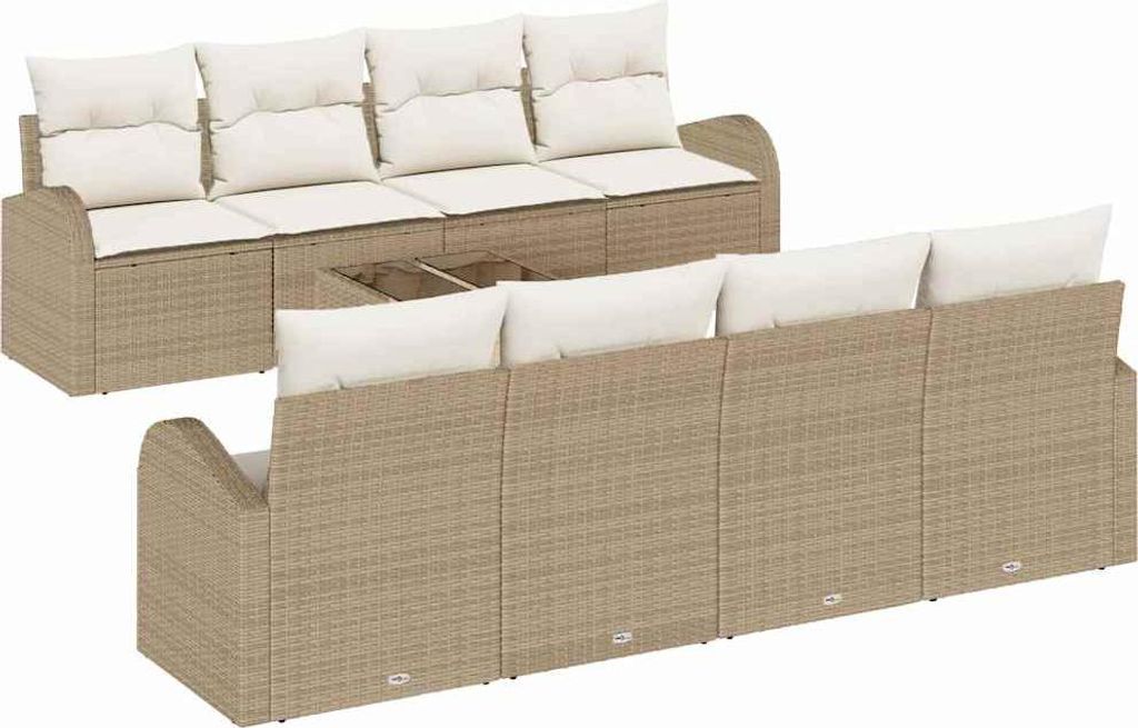 vidaXL Gartensofa-set Beige 55 x 55 x 37 cm Poly-Rattan