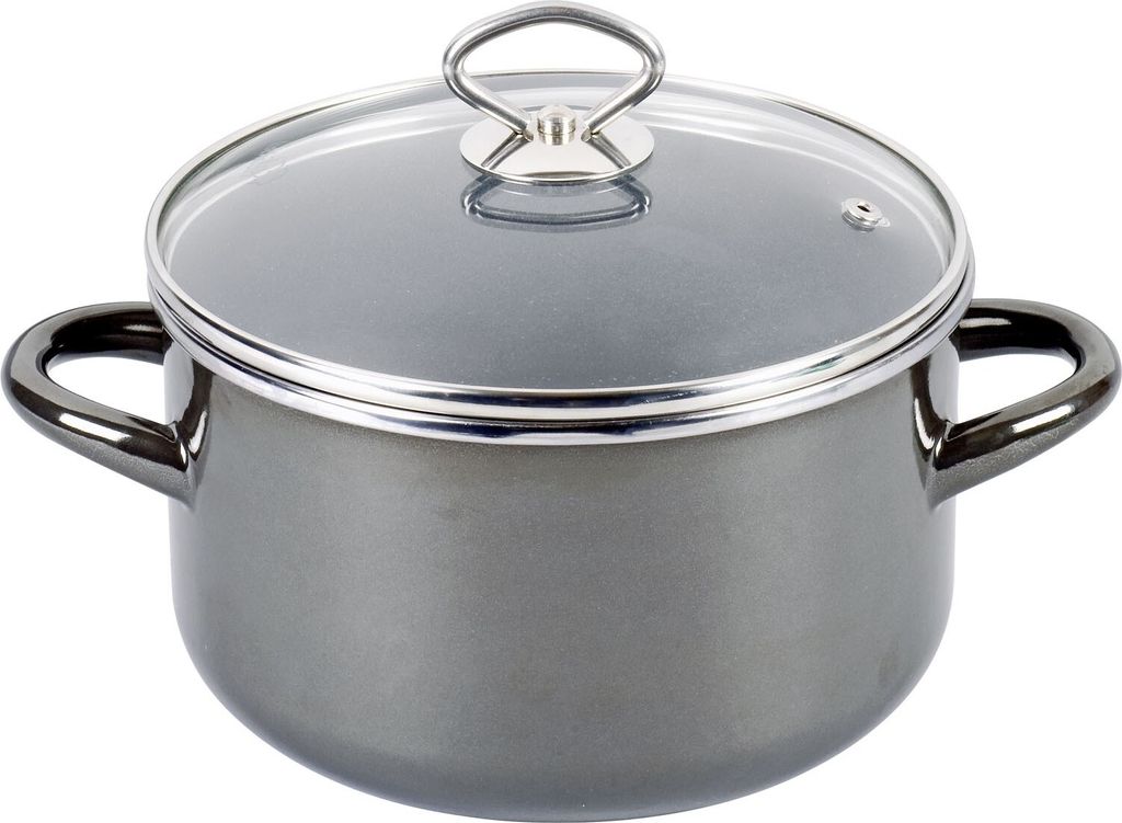 kochstar 505224 24 Fleischtopf 'Primus' mit Glasdeckel, 24 cm, 6,3 l, grau