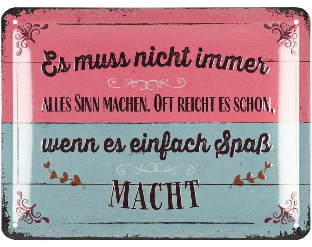 LANOLU Retro Blechschild 'es muss nicht immer alles Sinn Produktbild 
