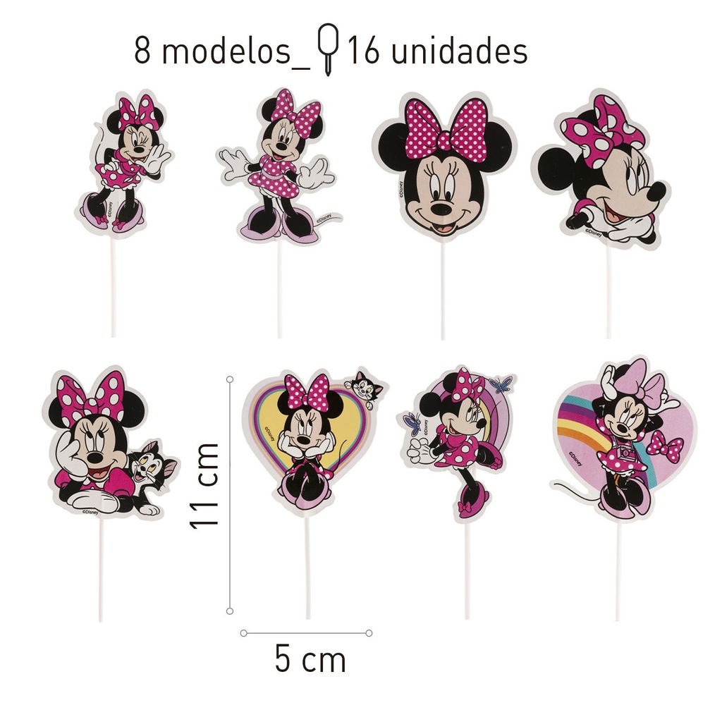 Topper na tort Myszka Minnie - 16 sztuk Zdjęcie produktu 