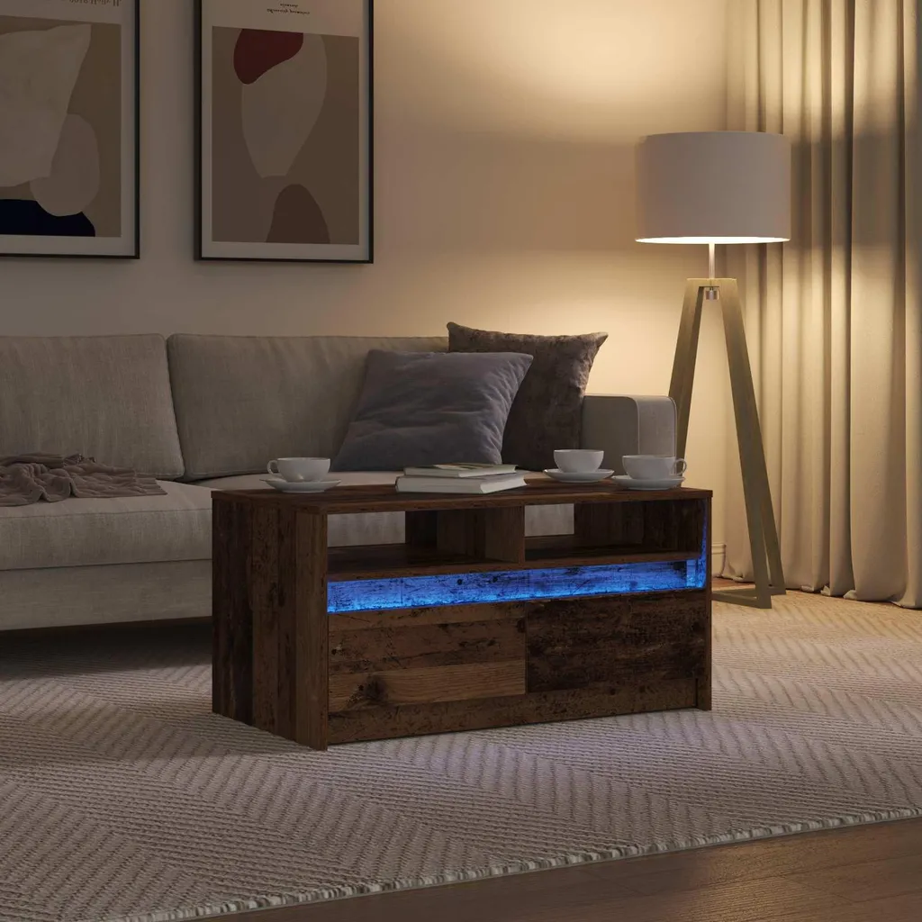 VidaXL Tavolino Da Salotto In Legno Antico – 60x50x36,5 Cm, Con 4 Scomparti E Gambe In Metallo - 2