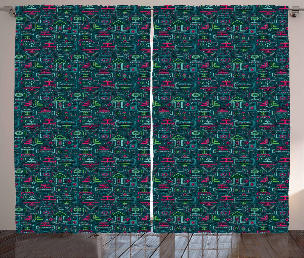 ABAKUHAUS Ethnisch Rustikaler Gardine, Leuchtende Farbe Geometrische, Schlafzimmer Kräuselband Vorhang mit Schlaufen und Haken, 280 x 175 cm, Mehr...