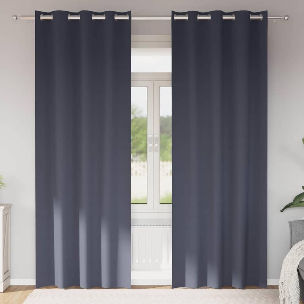 Verdunkelungs-Vorhänge mit Ringen 2 pcs Anthrazit 225 x 140 cm