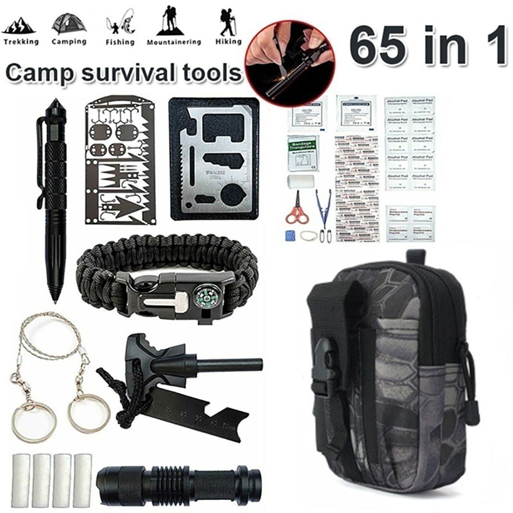 15 In 1 Outdoor Military Camping Survival Kit Tactical Molle Pouch Emergency Bag