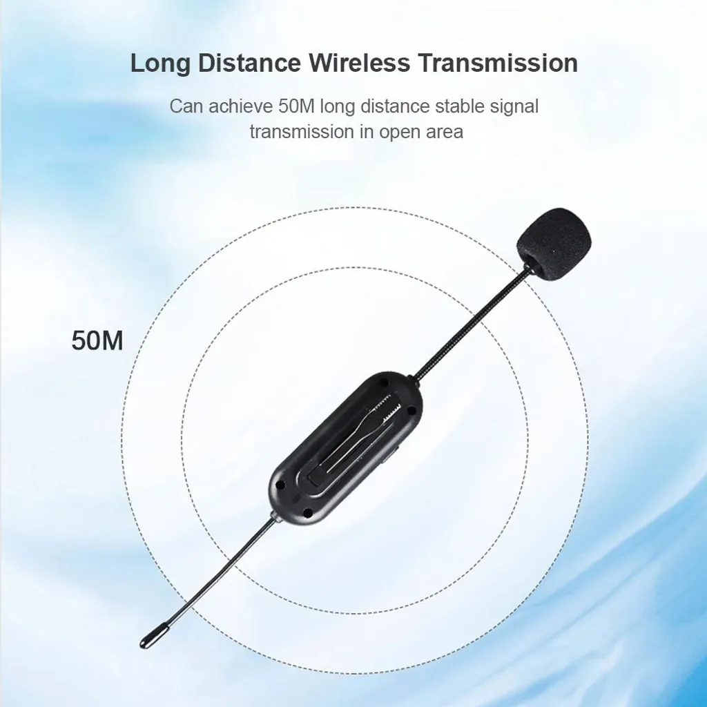 Micro sans fil UHF pour smartphone et PC avec adaptateur audio inclus