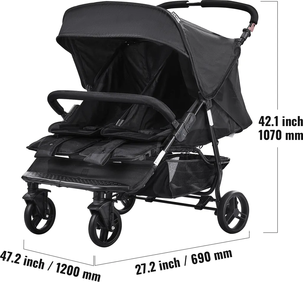 Poussette Double de Voyage Légère avec Accessoires Bébé Inclus VEVOR - 8