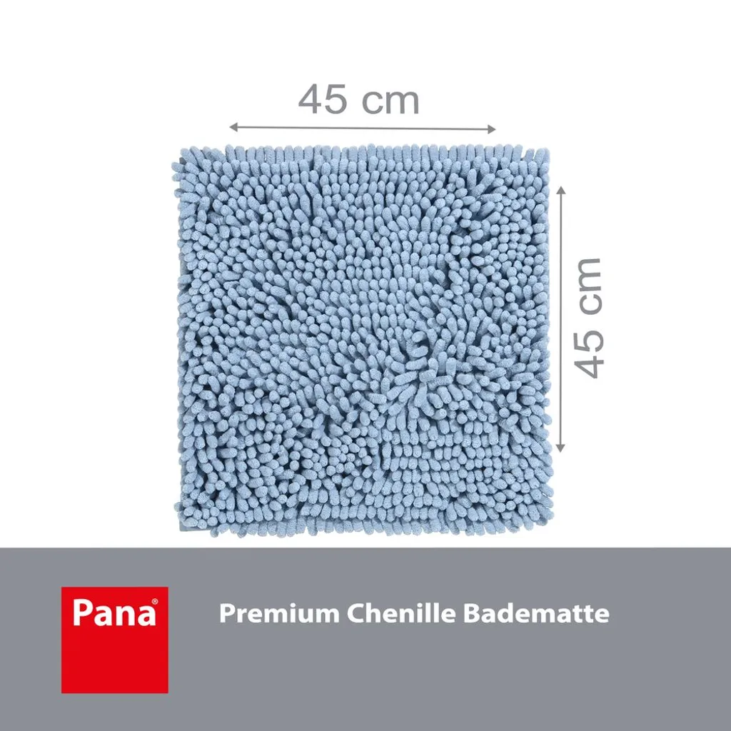 Tapis de Douche Absorbant en Chenille Bleu - Microfibre Douce 45x45cm - 2