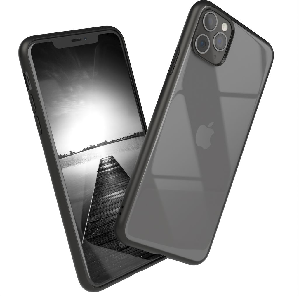 EAZY CASE Clear Hybrid Bumper Hülle für Apple iPhone 11 Pro Max, Handyhülle stoßfest mit Kameraschutz, Handycase dünn in Schwarz
