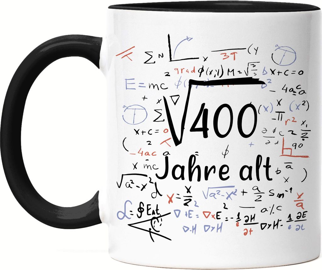 Wurzel von 400 Jahre Alt Tasse Schwarz 200. Geburtstag Humorvolles Motiv als Geburtstagsgeschenk Geschenkidee