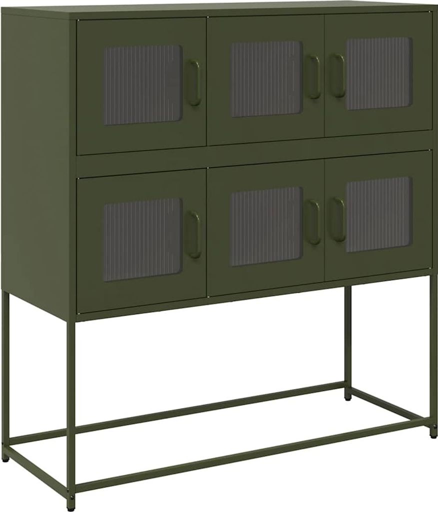 Sideboard Olivgrün 100,5x39x107 cm Kaltgewalzter Stahl