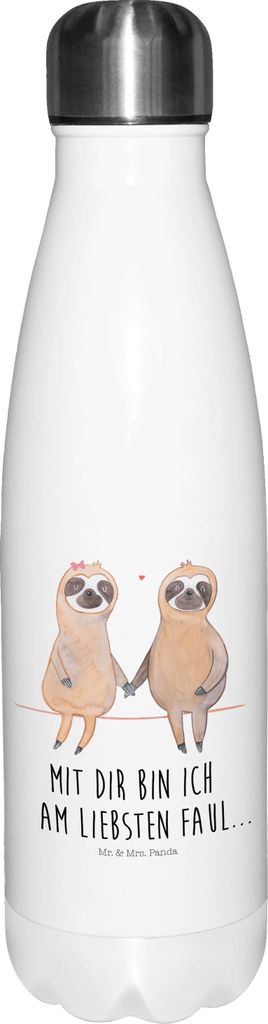 Mr. & Mrs. Panda Trinkflasche Faultier Pärchen - Weiß - Geschenk, thermo, Liebe, Wasserflasche, trinkflaschen, Trinkbehälter, Verlobt, Beziehung...